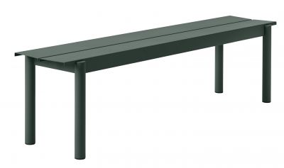 Muuto Linear Steel Bench, Outdoor Bank aus Stahl in Grün, 170x34 cm.